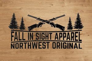 Wood background with two shotguns trees and fall in sight apparel northwest original 