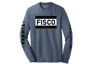 Gray long sleeve tee shirt with FISCO on the front