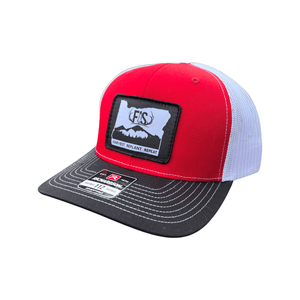 Red trucker hat with Oregon logo on front