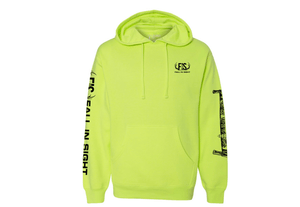 Hi Vis hoodie with fis logo on left chest with timber logo on arm 