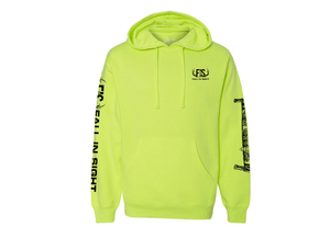 Hi Vis hoodie with fis logo on left chest with timber logo on arm 