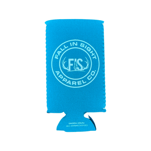 Turquoise slim can coozie with fis logo