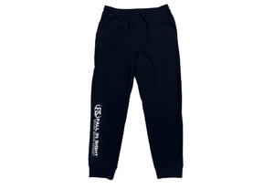 Black joggers with fis logo on the leg