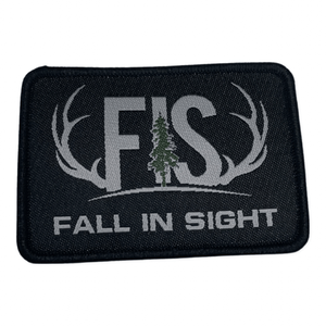 Fall in sight logo on a 3" iron on patch